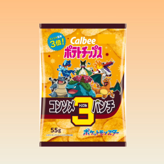 【Limited Time】Calbee Potato Chips Consomme 3 (Triple) Punch Pokemon Limited Package